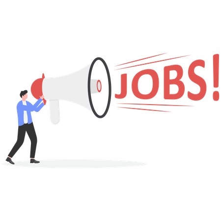 Businessman making job advertising  Illustration