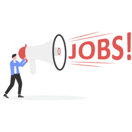 Businessman making job advertising  Illustration