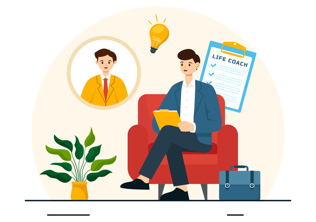 Businessman making Life Coach list  Illustration