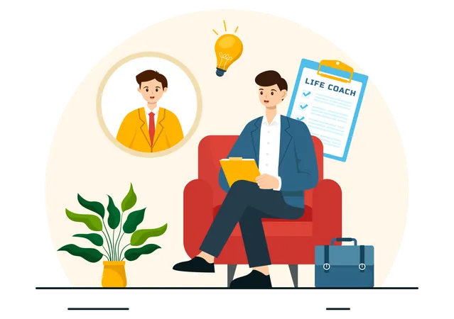 Businessman making Life Coach list  Illustration