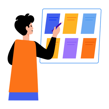 Businessman making marketing plan  Illustration
