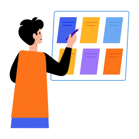Businessman making marketing plan  Illustration