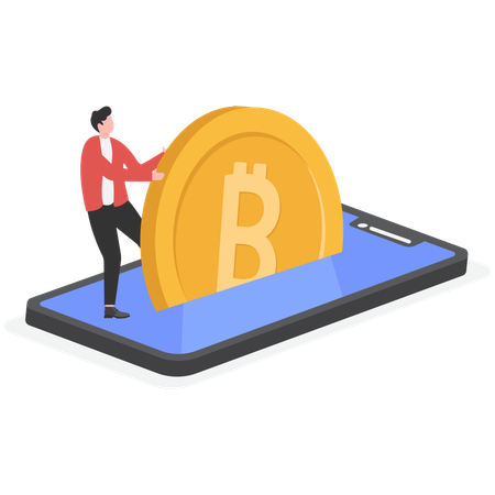 Businessman making money from modern world digital financial system and profit from it  Illustration