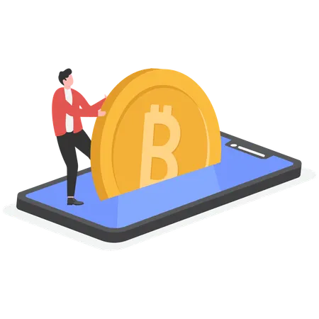 Businessman making money from modern world digital financial system and profit from it  Illustration
