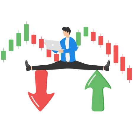 Making Profit From Both Rising And Falling Markets Skillful Analysis Of Market Trends Professional Investment Concept Smart Businessman Making Money From Trading On Both Up And Down Arrows Illustration