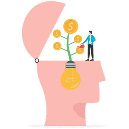 Businessman making money idea  Illustration