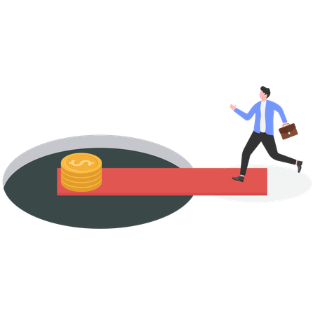 Businessman making money on hole  Illustration