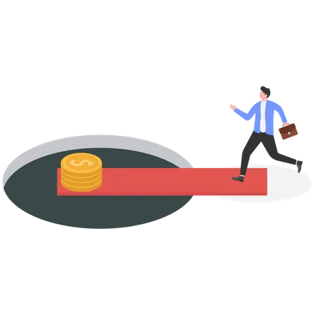 Businessman making money on hole  Illustration