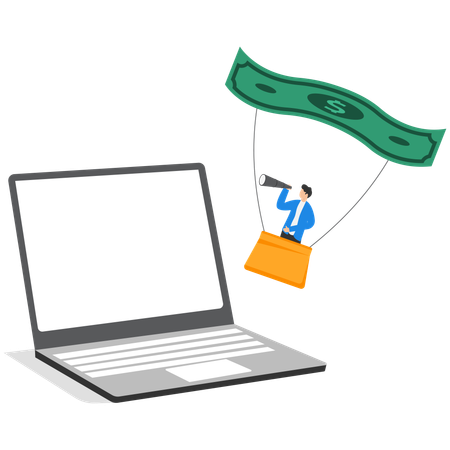 Businessman Making money on the internet  Illustration