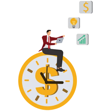 Businessman making money on time  Illustration