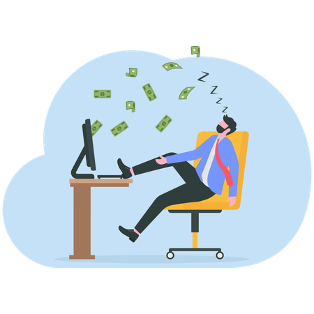 Businessman making money online  Illustration