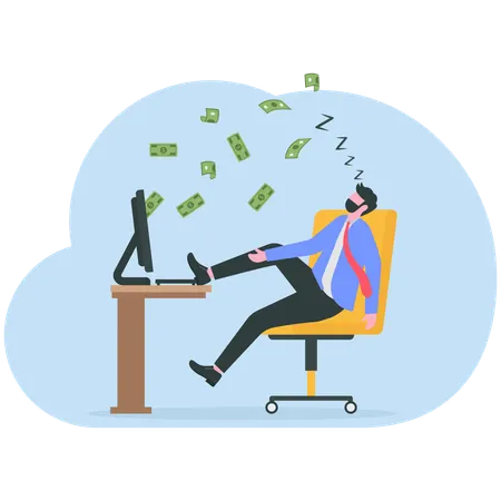 Businessman making money online  Illustration