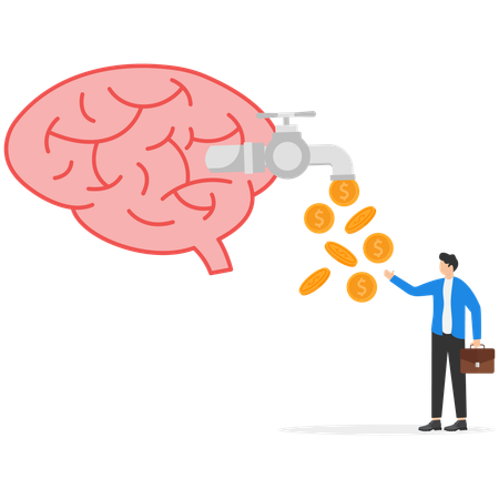 Businessman Making money with brain  Illustration