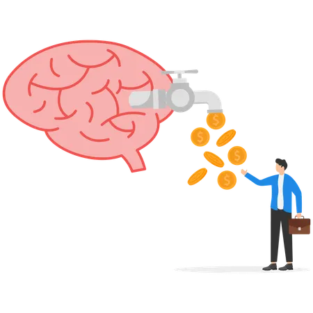 Businessman Making money with brain  Illustration