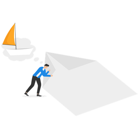 Businessman making paper boat  Illustration