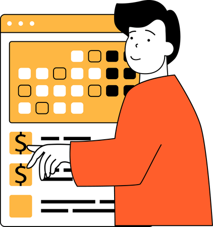 Businessman making payment schedule  Illustration