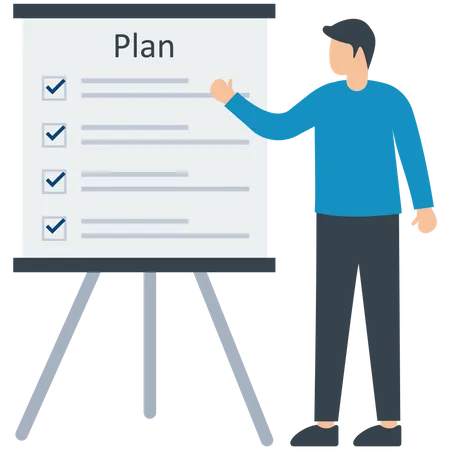 Businessman making planing list  Illustration