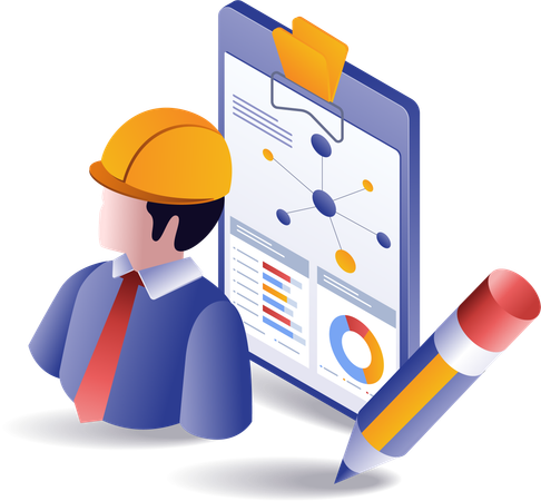 Businessman  making plans to build business  Illustration