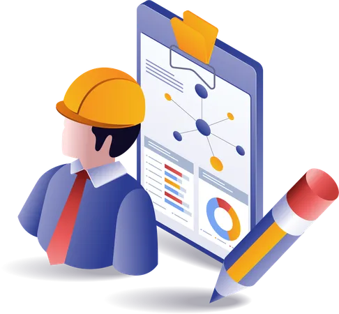 Businessman  making plans to build business  Illustration