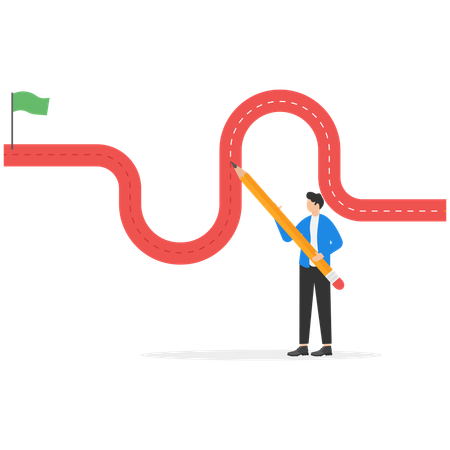Businessman making progress journey  Illustration