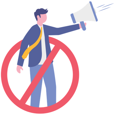 Businessman making prohibition announcement  Illustration
