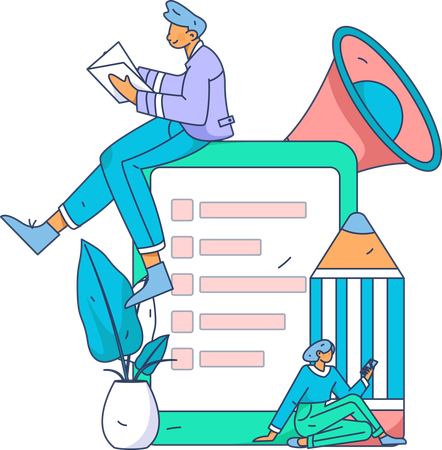 Businessman making questionnaire  Illustration