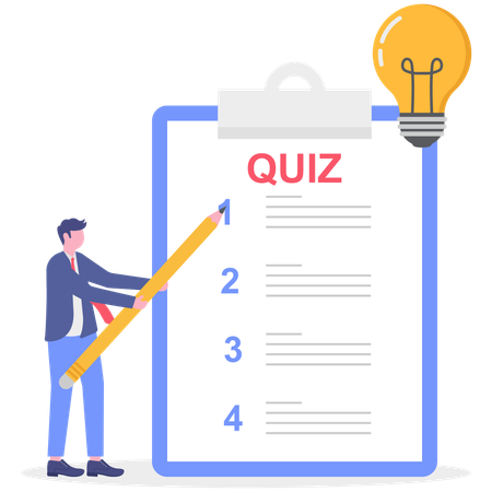 Businessman making quiz list  Illustration