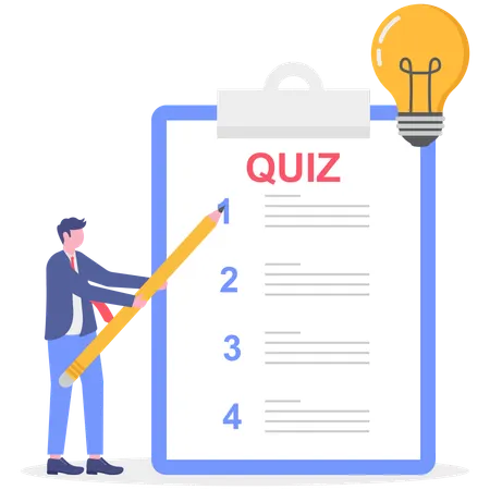 Businessman making quiz list  Illustration