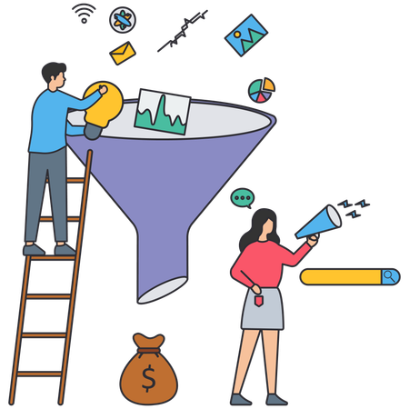 Businessman making sales funnel  Illustration