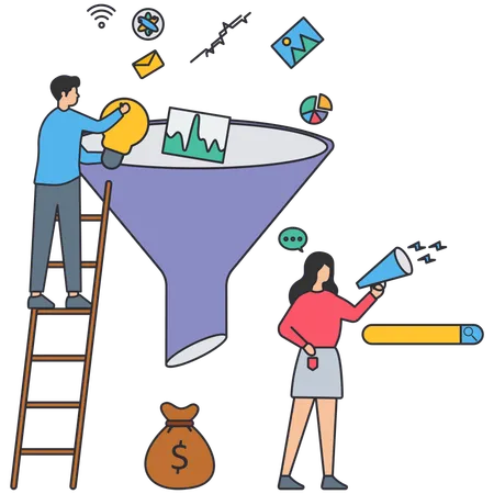 Businessman making sales funnel  Illustration