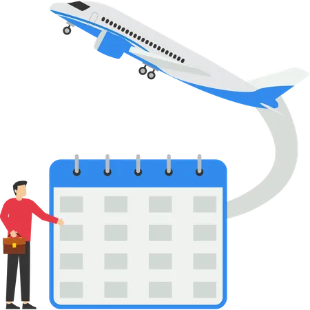 Illustration Concept Travel Itinerary Vacation Plan Or Business Travel Dates Concept Toy Airplane On A Clean Calendar On A Blue Background Illustration
