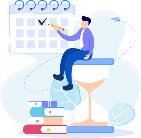 Businessman making schedule plan  Illustration