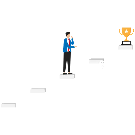 Businessman making step by step efforts to achieve success  Illustration