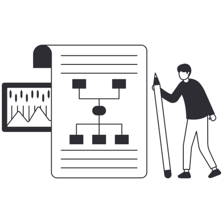 Businessman making strategic planning  Illustration