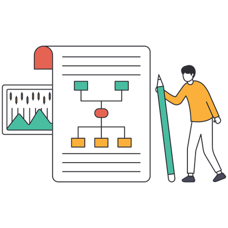 Businessman making strategic planning  Illustration