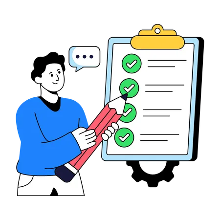 Businessman Making Task List  Illustration