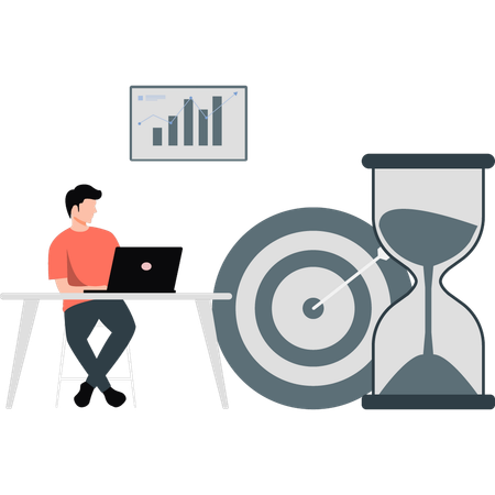 Businessman making time management technique  Illustration