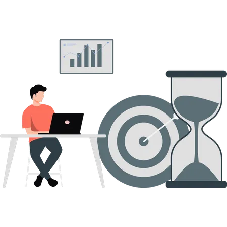 Businessman making time management technique  Illustration