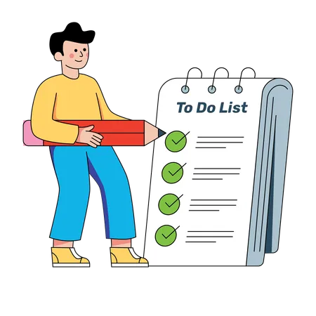 Businessman making to do list  Illustration