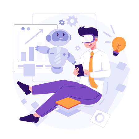 Businessman Manage business on metaverse  Illustration