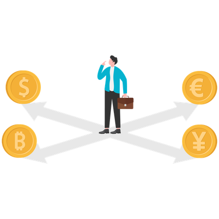 Businessman manage national exchange rate management  Illustration