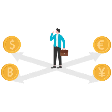 Businessman manage national exchange rate management  Illustration