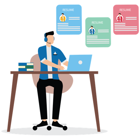 Businessman manage people with employee online application  Illustration