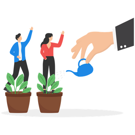 Businessman manager training talented staff for their growth in business  Illustration