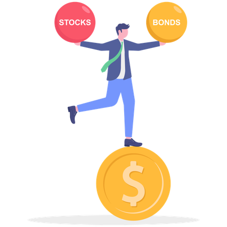 Businessman manages diversified portfolio  Illustration