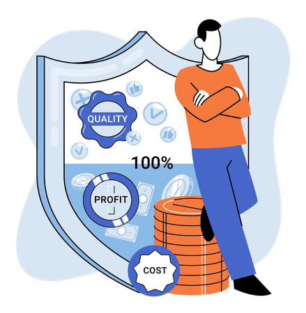 Businessman manages financial growth graph  Illustration