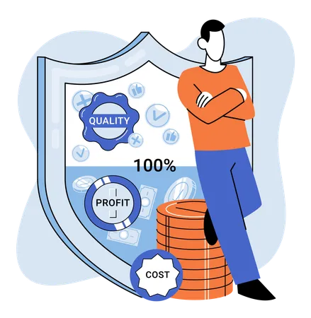 Businessman manages financial growth graph  Illustration