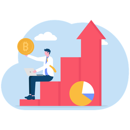 Businessman manages profit graph  Illustration