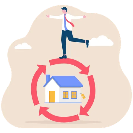 Businessman manages real estate investment  Illustration