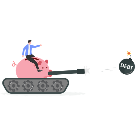 Businessman managing business debt  Illustration